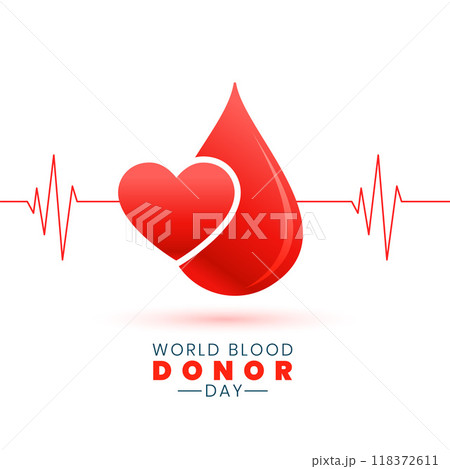 world blood donor day heart and blood drop with heartbeat line concept poster world blood donor day heart and blood drop with heartbeat line concept poster 118372611
