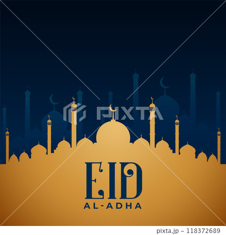 eid al adha golden mosque background 118372689