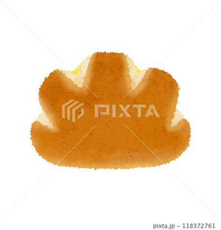 クリームが少しはみ出たクリームパン_クレヨンタッチ 118372761