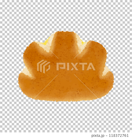 クリームが少しはみ出たクリームパン_クレヨンタッチ 118372761