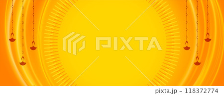 diwali modern web wide banner in yellow background vector illustration 118372774