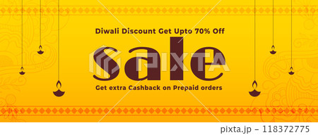 happy diwali sale banner with offer details in yellow background happy diwali sale banner with offer details in yellow background 118372775