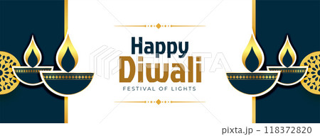 premium happy diwali banner with golden diya in indian style premium happy diwali banner with golden diya in indian style 118372820
