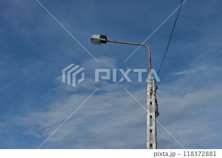 Lamp post on a street 118372881