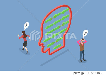 3D Isometric Flat Vector Illustration of Dissonance, Internal conflict 3D Isometric Flat Vector Illustration of Dissonance, Internal conflict 118373865