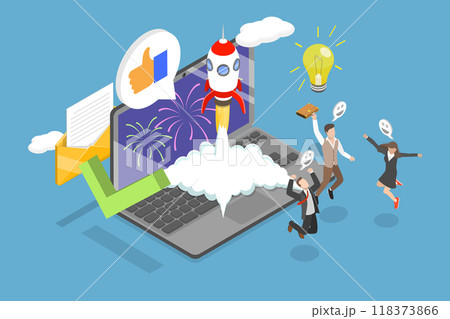 3D Isometric Flat Vector Illustration of Successful Startup, A Profitable Start-up and Business Idea 118373866