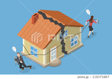 3D Isometric Flat Vector Illustration of Marriage Problems, Family Crisis and Divorce 3D Isometric Flat Vector Illustration of Marriage Problems, Family Crisis and Divorce 118373867