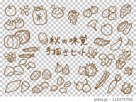 秋天的味道手繪集線描 秋天的味道手繪集線描 118374708