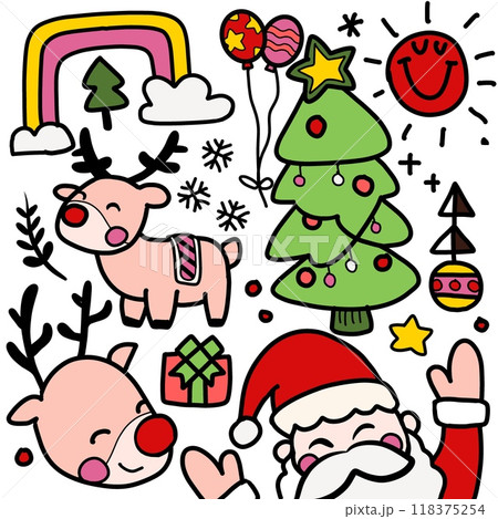 Christmas1C1Colorful Christmas illustration with reindeer and Santa on white background Christmas1C1Colorful Christmas illustration with reindeer and Santa on white background 118375254