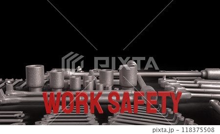 The work safety text and tool equipment  image 3d rendering 118375508