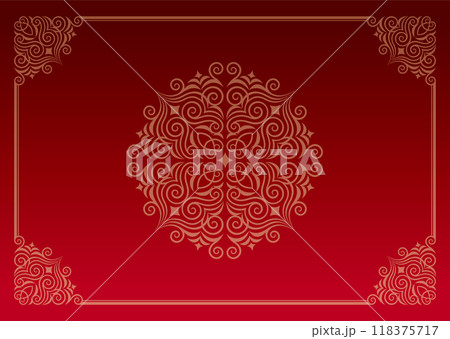 クラシックでエレガントでゴージャスな飾り枠　フレーム　グラデーション赤 118375717