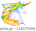 虹色のユニコーン　水彩 118375900