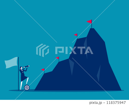 Ambition to success and achieve target, career growth or business goals, challenge to win, achievement. Motivated businessman reach mountain peak aiming to achieve higher targets. Ambition to success and achieve target, career growth or business goals, challenge to win, achievement. Motivated businessman reach mountain peak aiming to achieve higher targets. 118375947