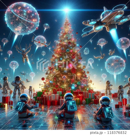 雪降るクリスマスツリー 118376832