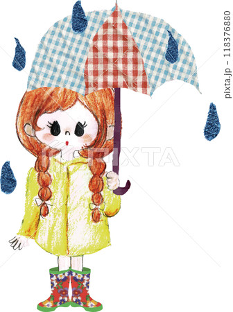 雨の日に傘をさす女の子 118376880