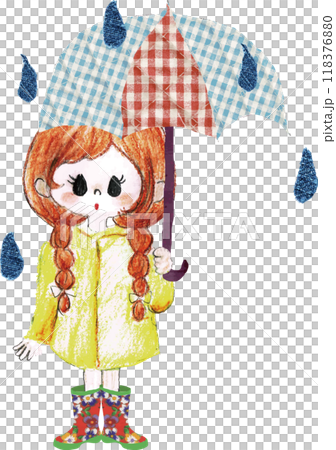 雨の日に傘をさす女の子 118376880