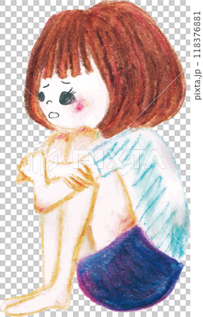 座って落ち込む女の子 座って落ち込む女の子 118376881
