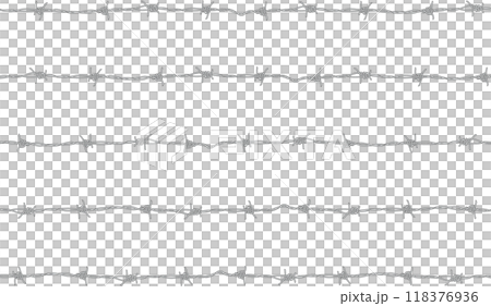 barbed wire isolated on transparent background, no people. illustration of barbwire fence graphic for background. 118376936