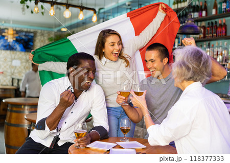 Happy diverse group celebrating Italy 118377333