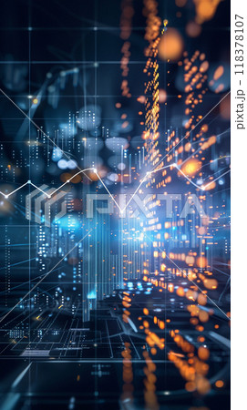 A computer generated image of a city with a lot of lines and dots 118378107