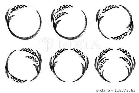 稲穂のフレーム筆書き_ベクターイラスト 稲穂のフレーム筆書き_ベクターイラスト 118378363