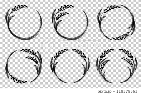 稲穂のフレーム筆書き_ベクターイラスト 稲穂のフレーム筆書き_ベクターイラスト 118378363