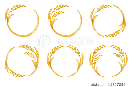 稲穂のフレーム筆書き_ベクターイラスト 118378364