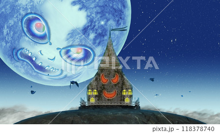 背筋も凍る満月とハロウィンの家 118378740
