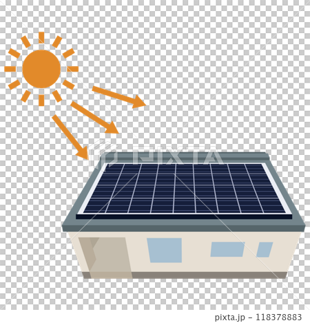 Illustration of a solar power generation system using solar panels 118378883