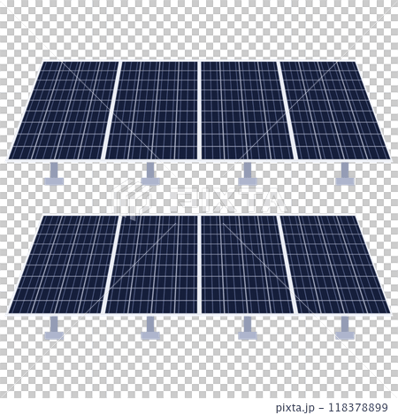 ソーラーパネルを使った太陽光発電システムのイラスト ソーラーパネルを使った太陽光発電システムのイラスト 118378899