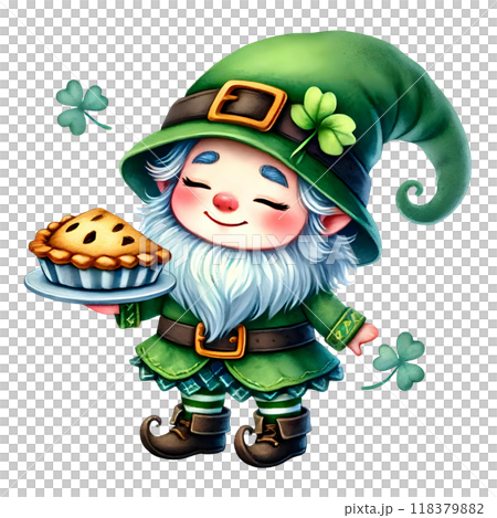 3D Leprechaun with pie 118379882