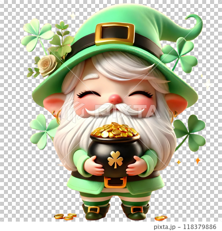 3D Leprechaun with Gold pot 3D Leprechaun with Gold pot 118379886