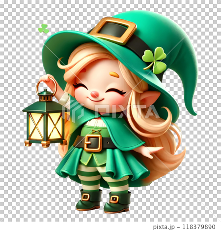 3D Leprechaun with lantern 3D Leprechaun with lantern 118379890
