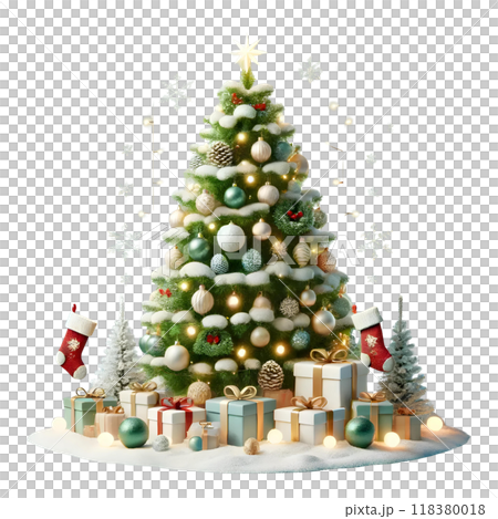 Christmas tree with gift boxes 118380018