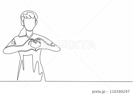 Single one line drawing female nurse makes heart gesture with her hands places in front of her chest. Recognition from the community. Certified Nurses Day. Continuous line design graphic illustration Single one line drawing female nurse makes heart gesture with her hands places in front of her chest. Recognition from the community. Certified Nurses Day. Continuous line design graphic illustration 118380297