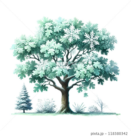 3D oak tree in winter  3D oak tree in winter  118380342