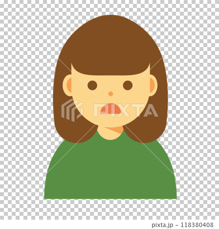 Illustration of a woman with a troubled face Illustration of a woman with a troubled face 118380408