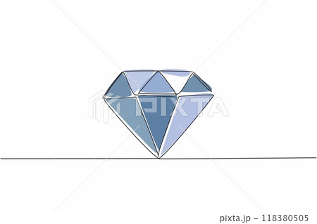 Single one line drawing the diamond. Crystal shaped jewelry. Luxury jewelry. Can be used as an asset. Has a special value. Elegance. National Jewel Day. Continuous line design graphic illustration 118380505