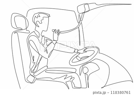 Continuous one line drawing female driver driving a bus holding microphone. Providing important information to passengers. Transit Driver Appreciation Day. Single line draw design vector illustration 118380761
