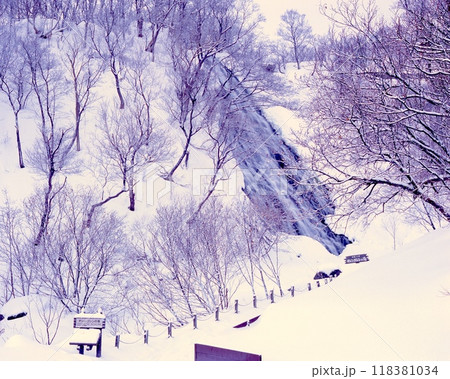 オシンコシンの滝の雪景色「日本の滝百選」「知床国立公園」「知床八景」 オシンコシンの滝の雪景色「日本の滝百選」「知床国立公園」「知床八景」 118381034