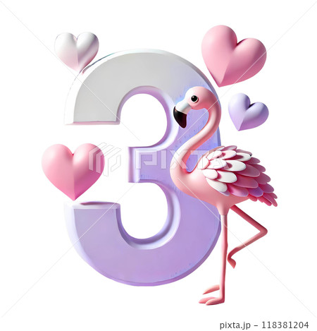 3D number three 118381204