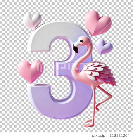 3D number three 118381204