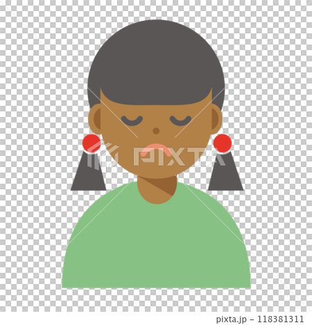 Illustration of a woman closing her eyes Illustration of a woman closing her eyes 118381311