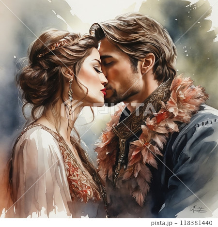 Romantic date. Beautiful couple kissing 118381440