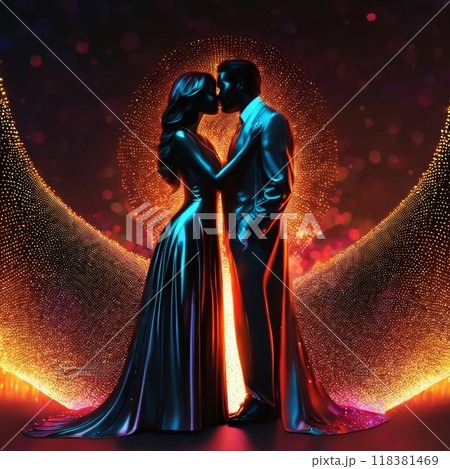 Romantic date. Beautiful couple kissing 118381469