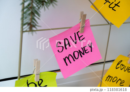 SAVE MONEY financial goal on Dream board promises and aims. Preparation for new year new life new me. Visualizing wish list for 2025. Dreams plan action resolutions for coming year. Inspirational self SAVE MONEY financial goal on Dream board promises and aims. Preparation for new year new life new me. Visualizing wish list for 2025. Dreams plan action resolutions for coming year. Inspirational self 118381618