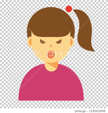 Illustration of a woman with an angry face Illustration of a woman with an angry face 118381646
