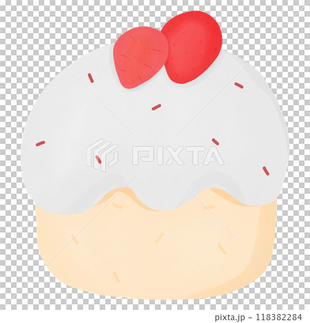 cake and strawberry, hand drawn, transparency illustration. 118382284