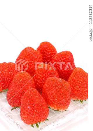 赤いイチゴ　大きい　紅かおり　静岡県産　明るい背景 118382314