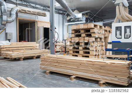 Warehouse with various types of timber Warehouse with various types of timber 118382562
